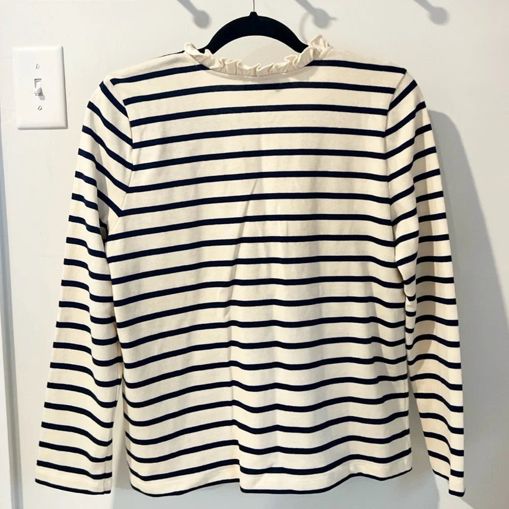🆕 Sézane Gael Marinere Long Sleeve Shirt in Ecru Navy Small - Picture 5 of 9
